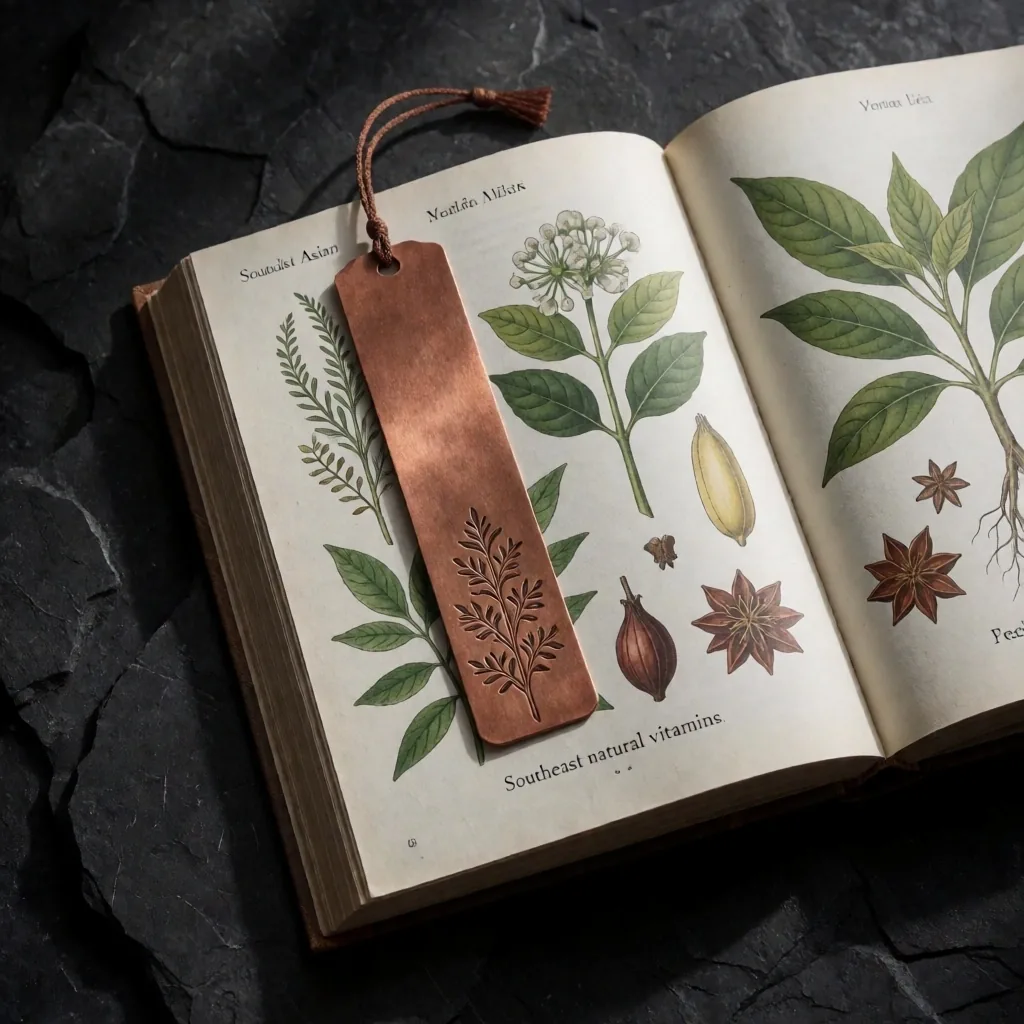 Open reference book with botanical illustration