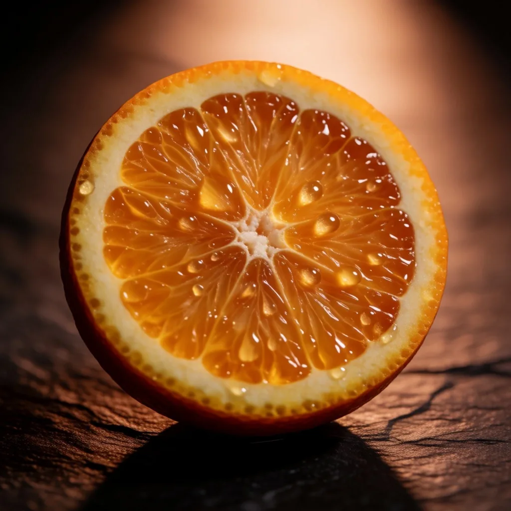 Orange citrus slice macro photography